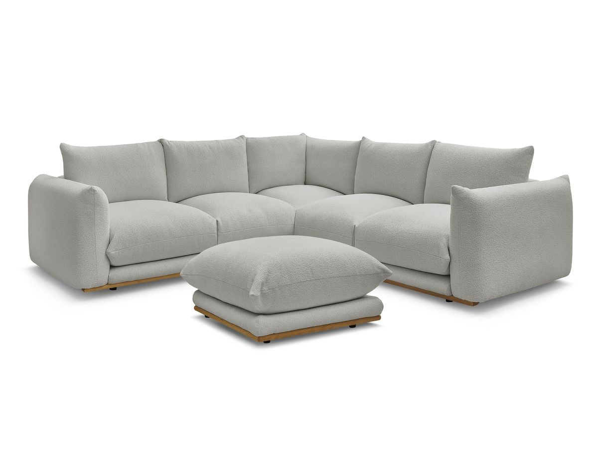 Hjørnesofa ERNEST i bouclé-stoff med puff