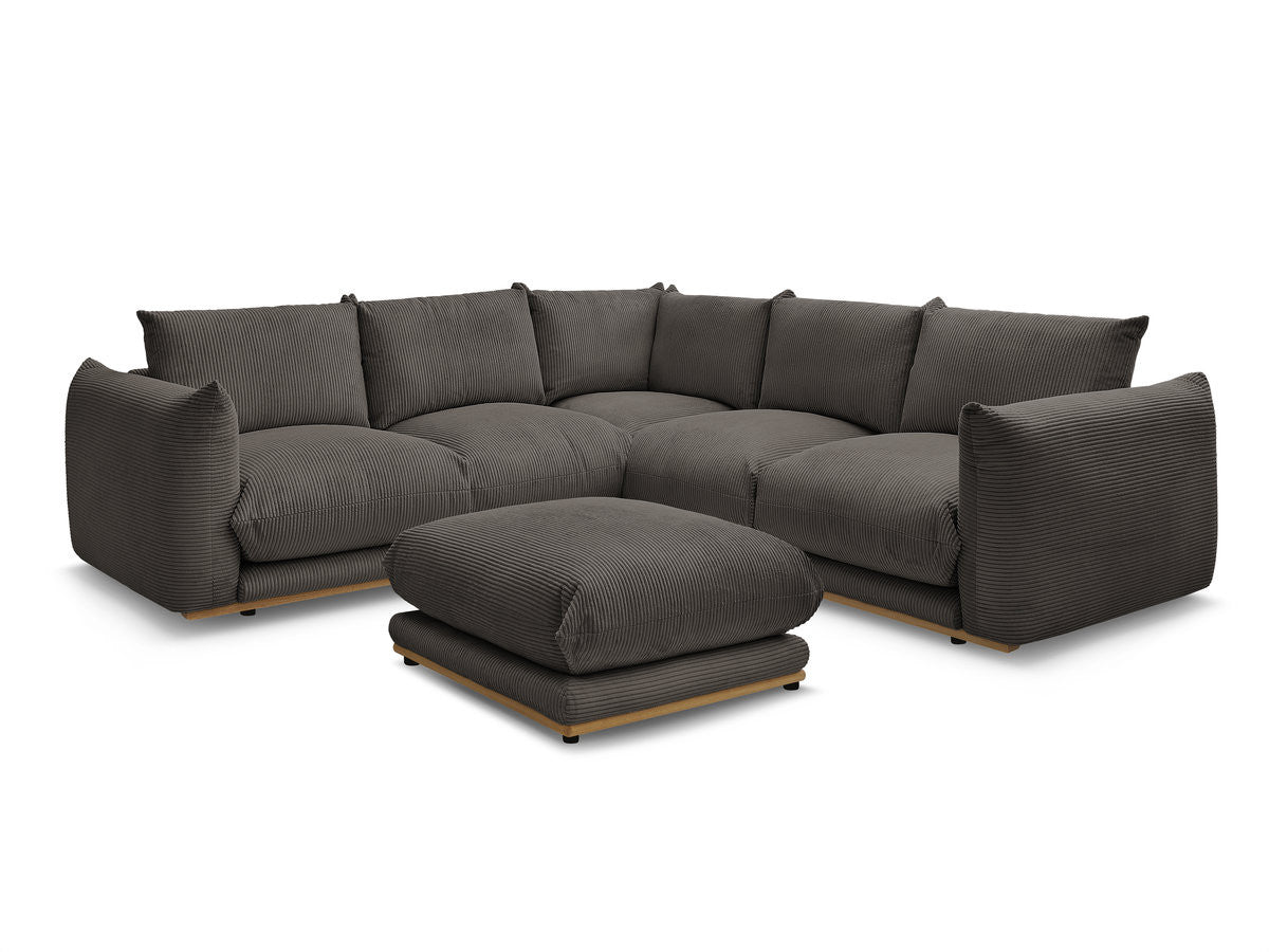 Hjørnesofa ERNEST i kordfløyel med puff