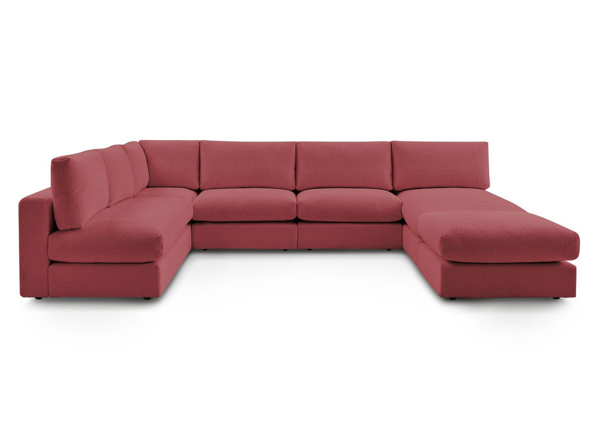 Hjørnesofa 100% modulær PARIS i bouclé-stoff 3 sittemoduler, 1 sjeselong, 1 hjørne, 1 puff