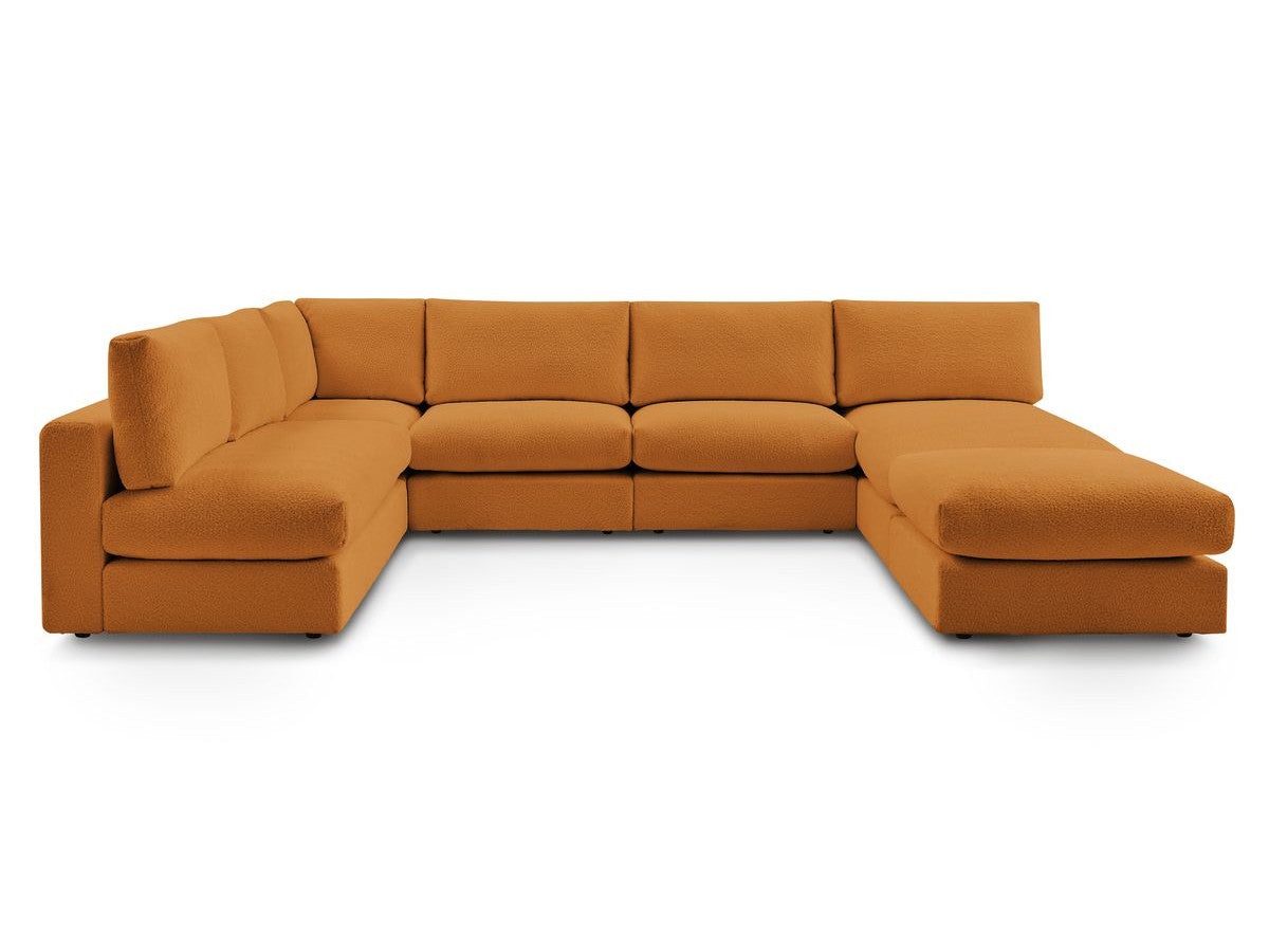 Hjørnesofa 100% modulær PARIS i bouclé-stoff 3 sittemoduler, 1 sjeselong, 1 hjørne, 1 puff