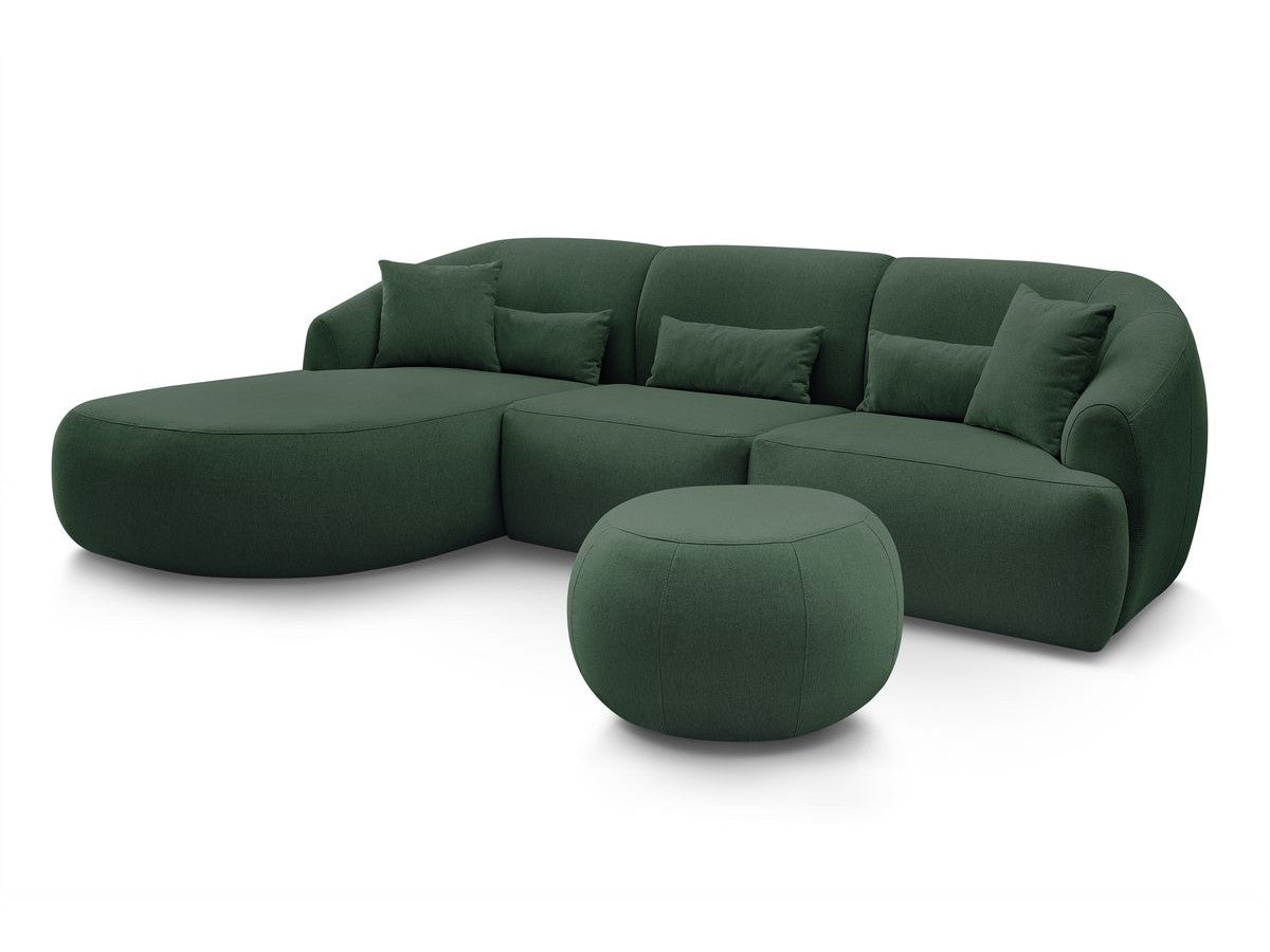 Hjørnesofa ALESIA med puff i melert stoff