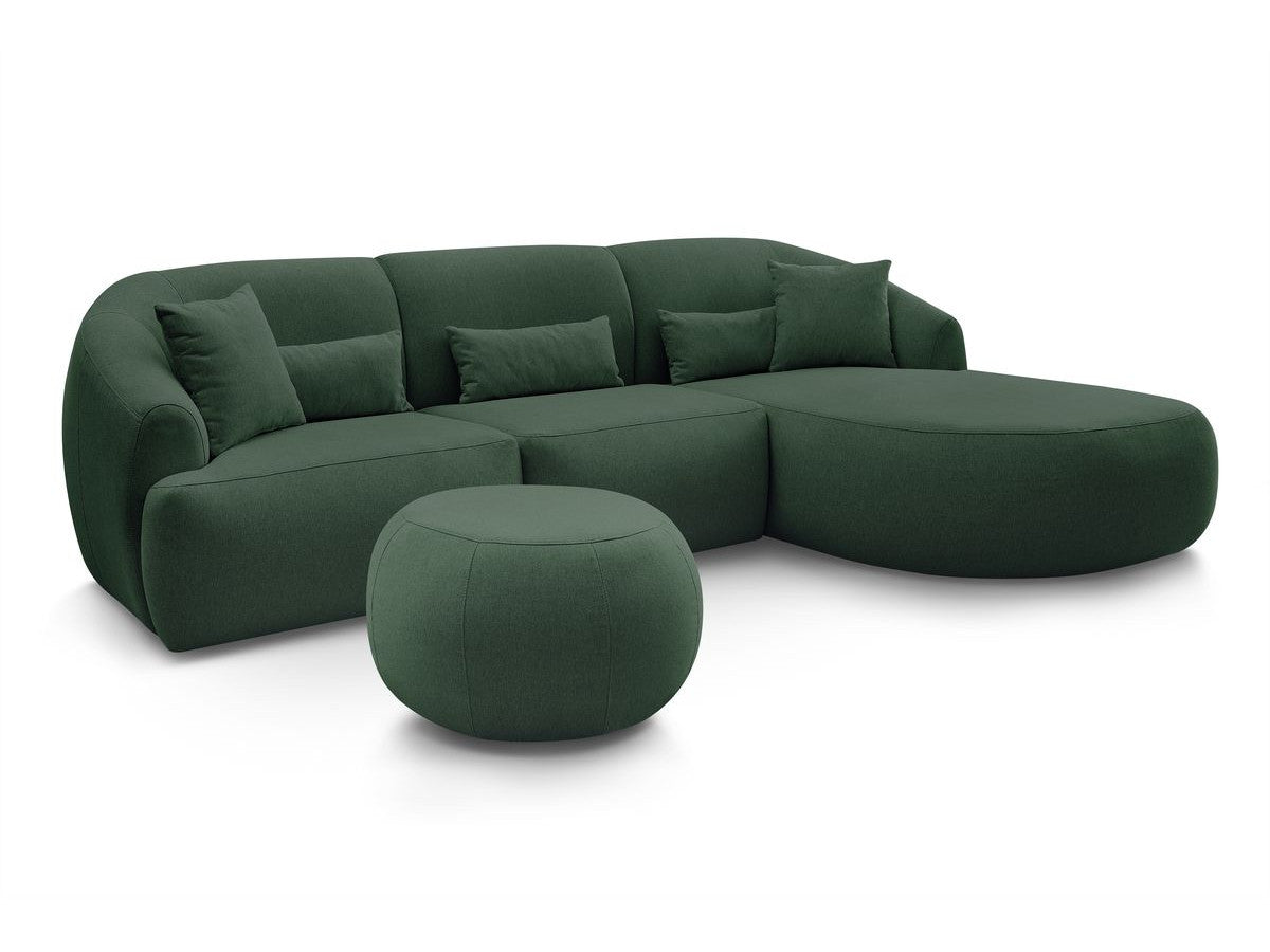 Hjørnesofa ALESIA med puff i melert stoff
