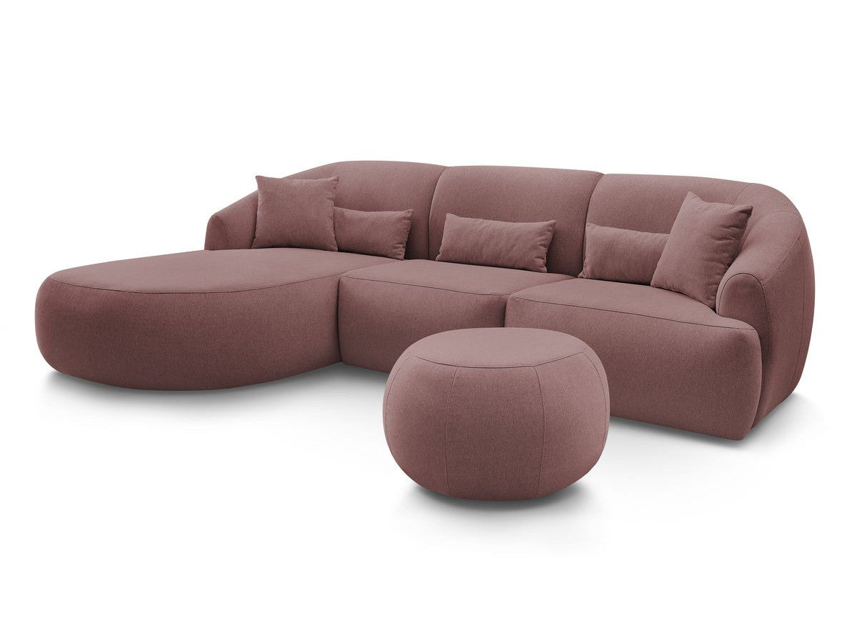Hjørnesofa ALESIA med puff i melert stoff