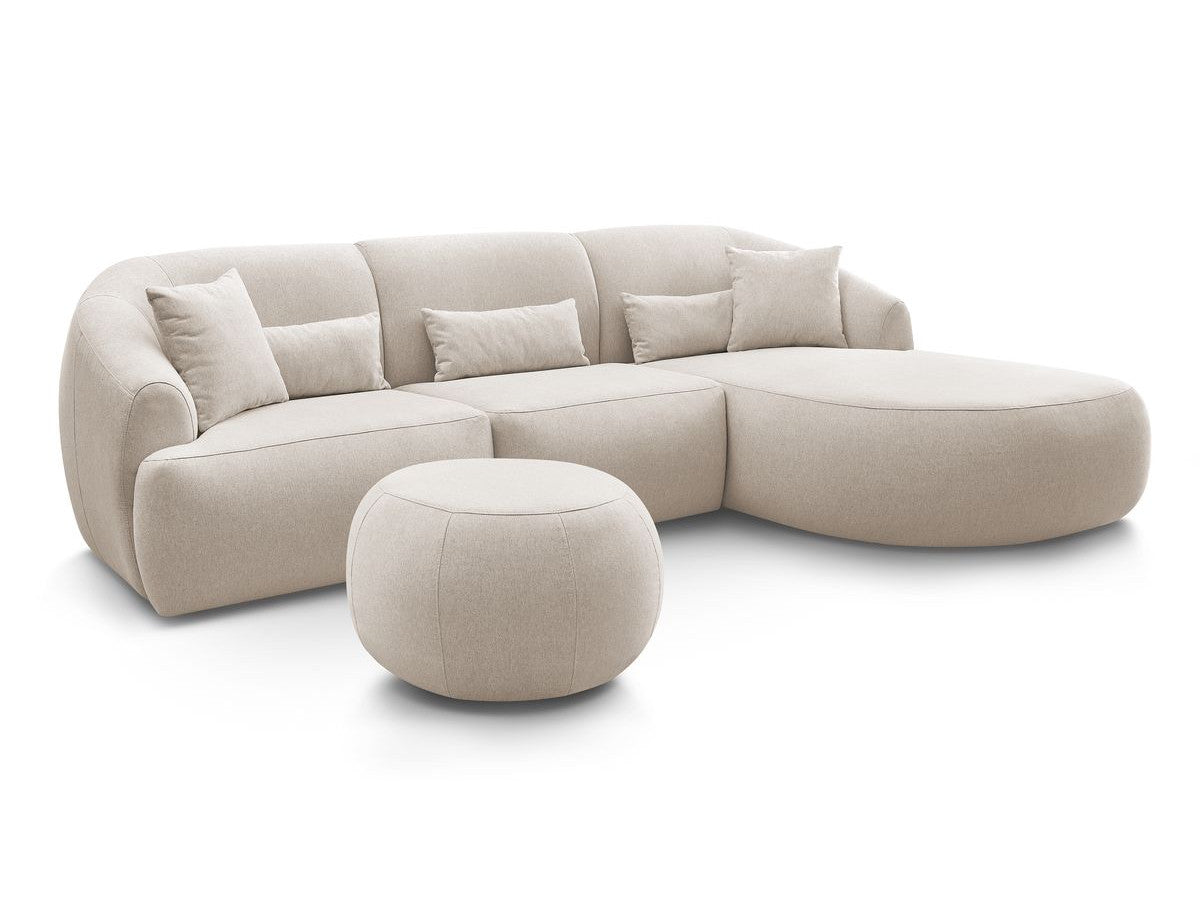 Hjørnesofa ALESIA med puff i melert stoff
