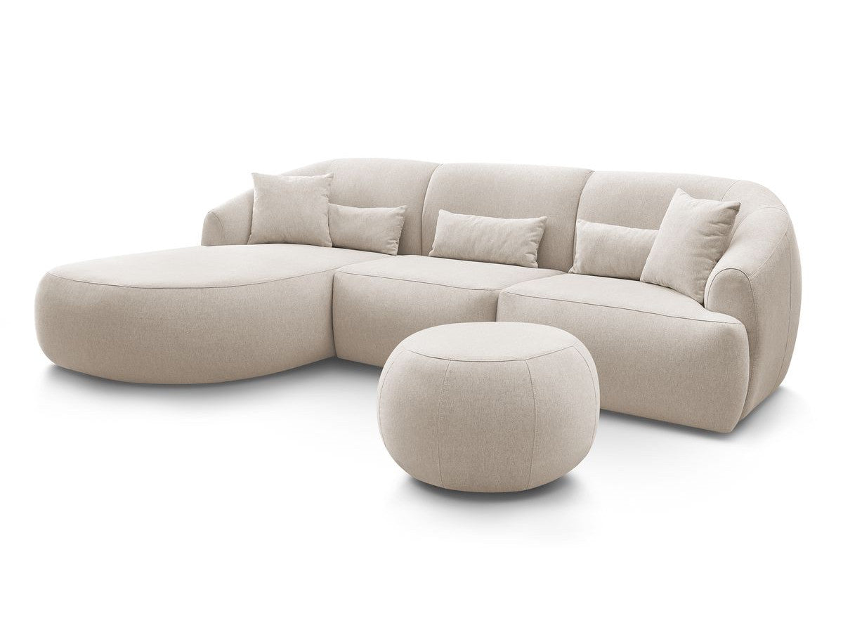 Hjørnesofa ALESIA med puff i melert stoff