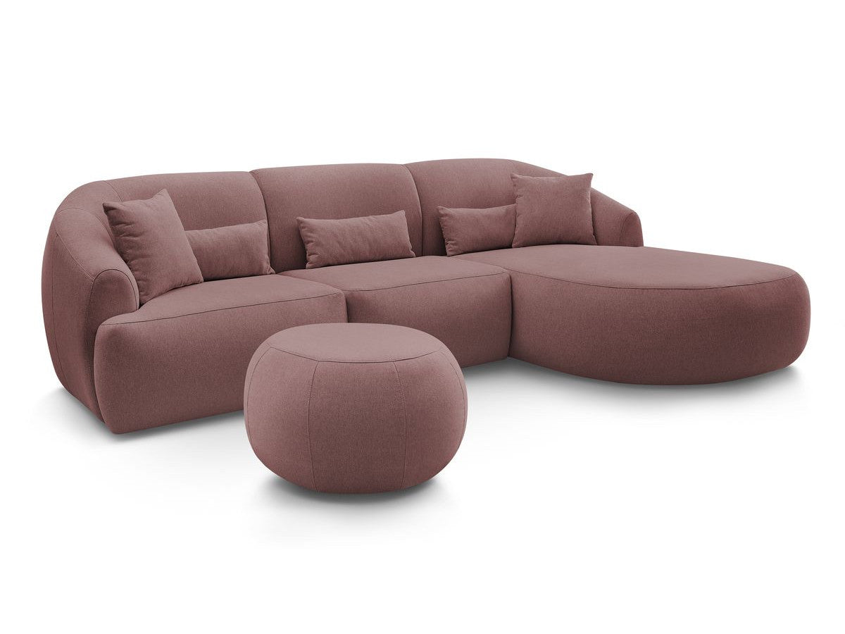 Hjørnesofa ALESIA med puff i melert stoff