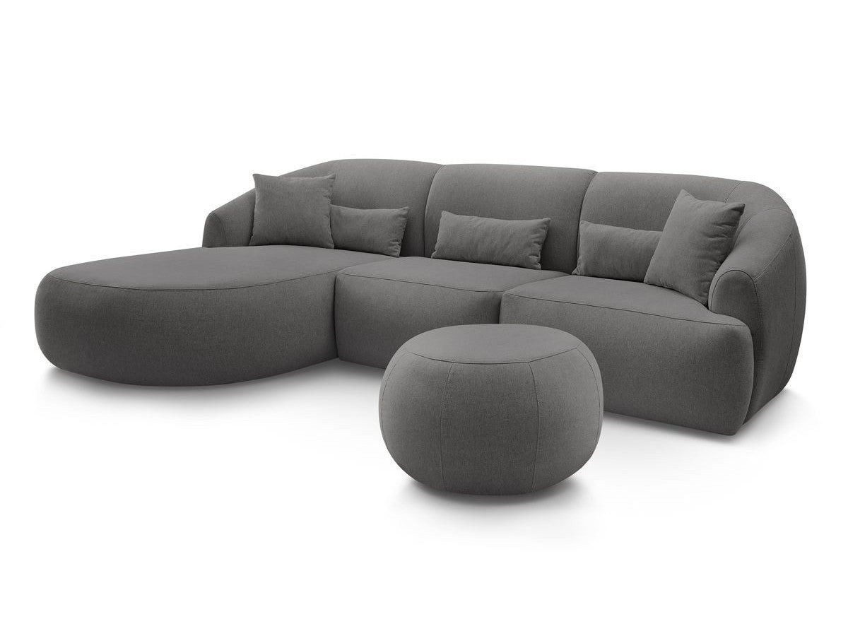 Hjørnesofa ALESIA med puff i melert stoff