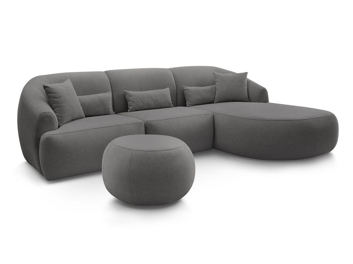 Hjørnesofa ALESIA med puff i melert stoff