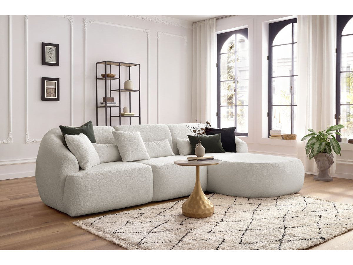 Hjørnesofa ALESIA i bouclé-stoff