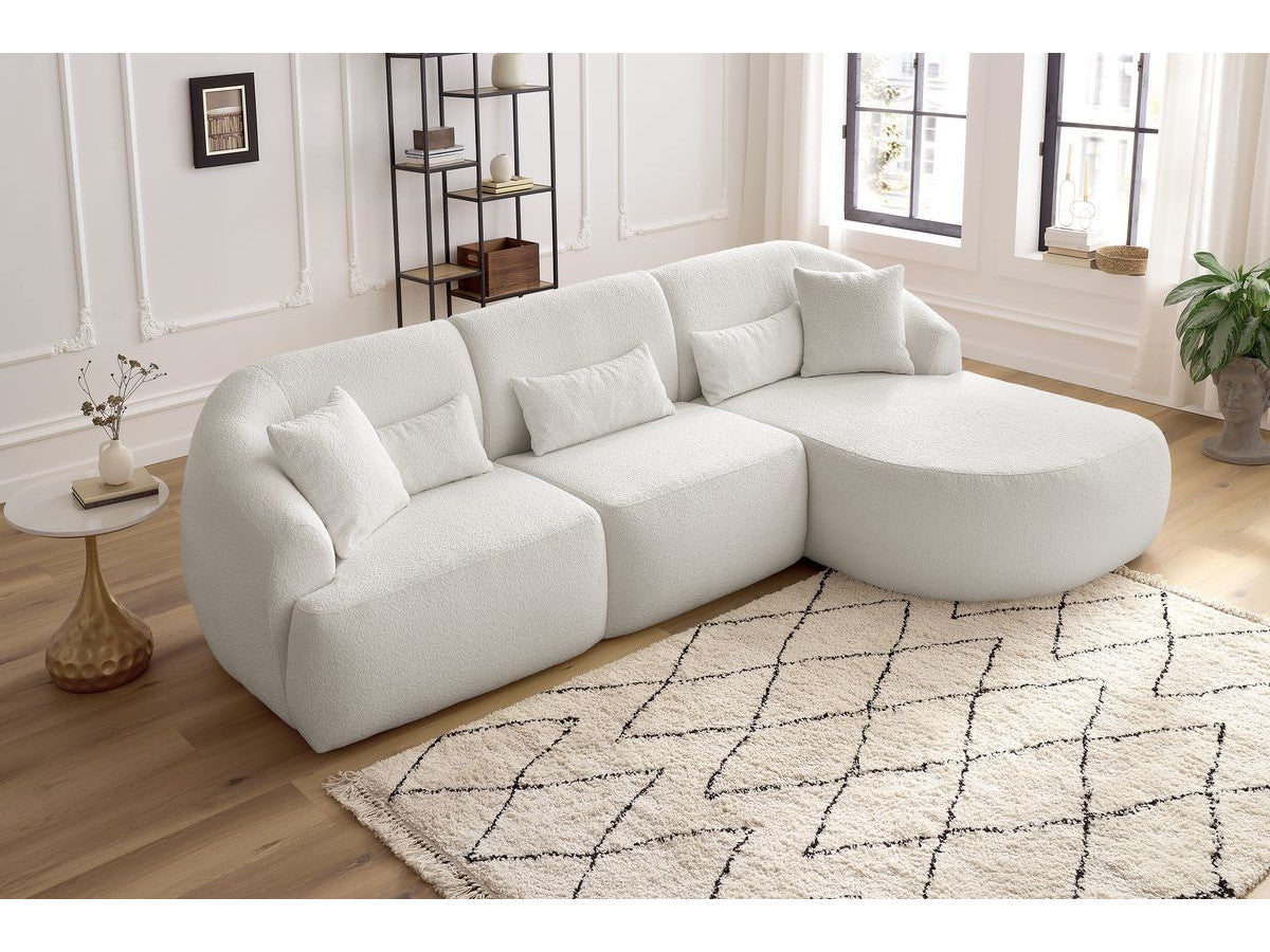 Hjørnesofa ALESIA i bouclé-stoff