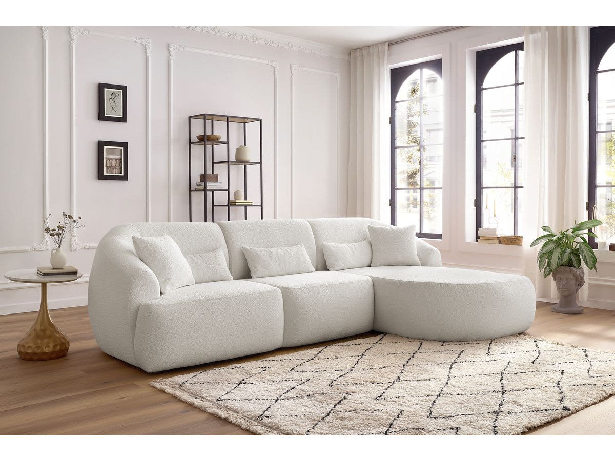 Hjørnesofa ALESIA i bouclé-stoff