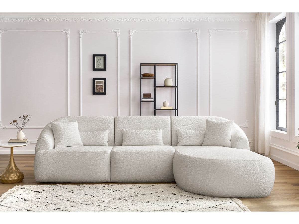 Hjørnesofa ALESIA i bouclé-stoff