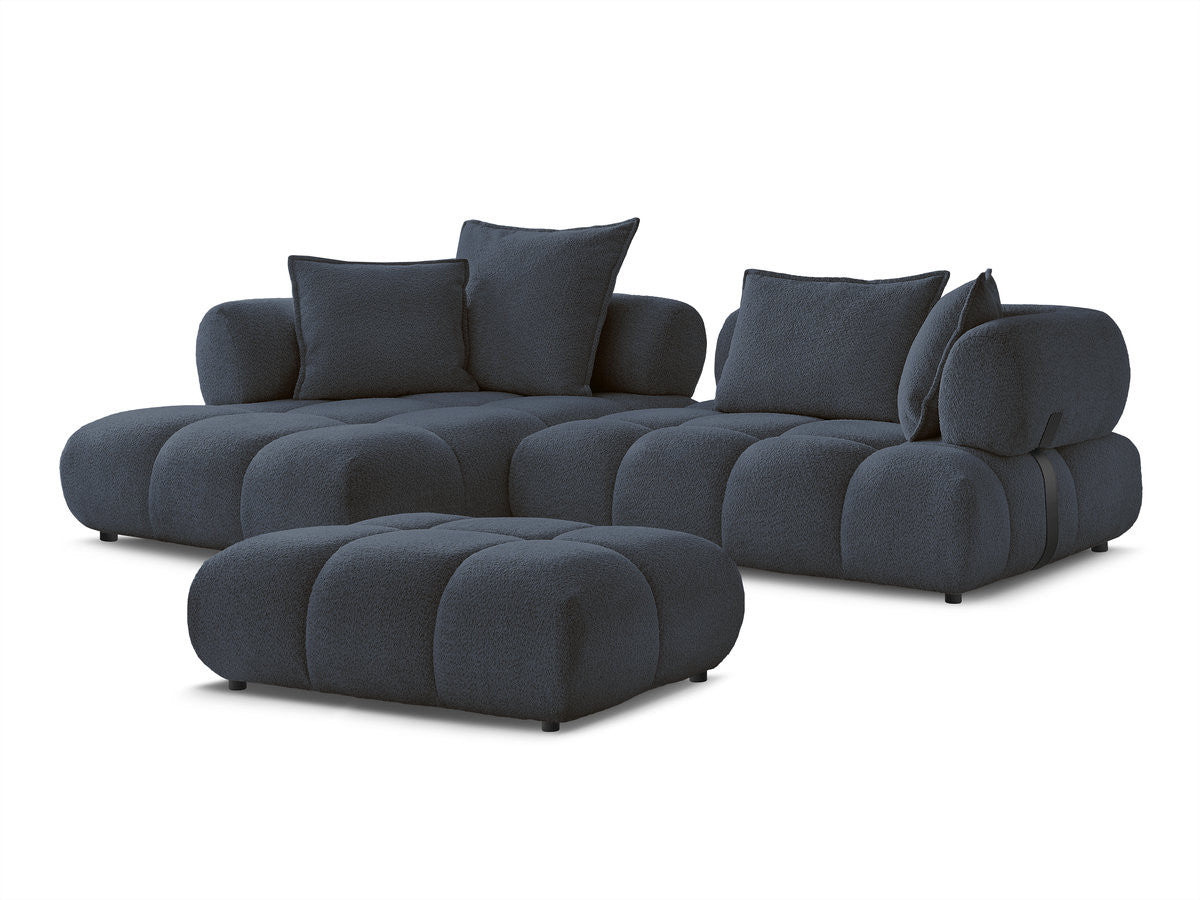 Hjørnesofa ALYA i bouclé-stoff med puff