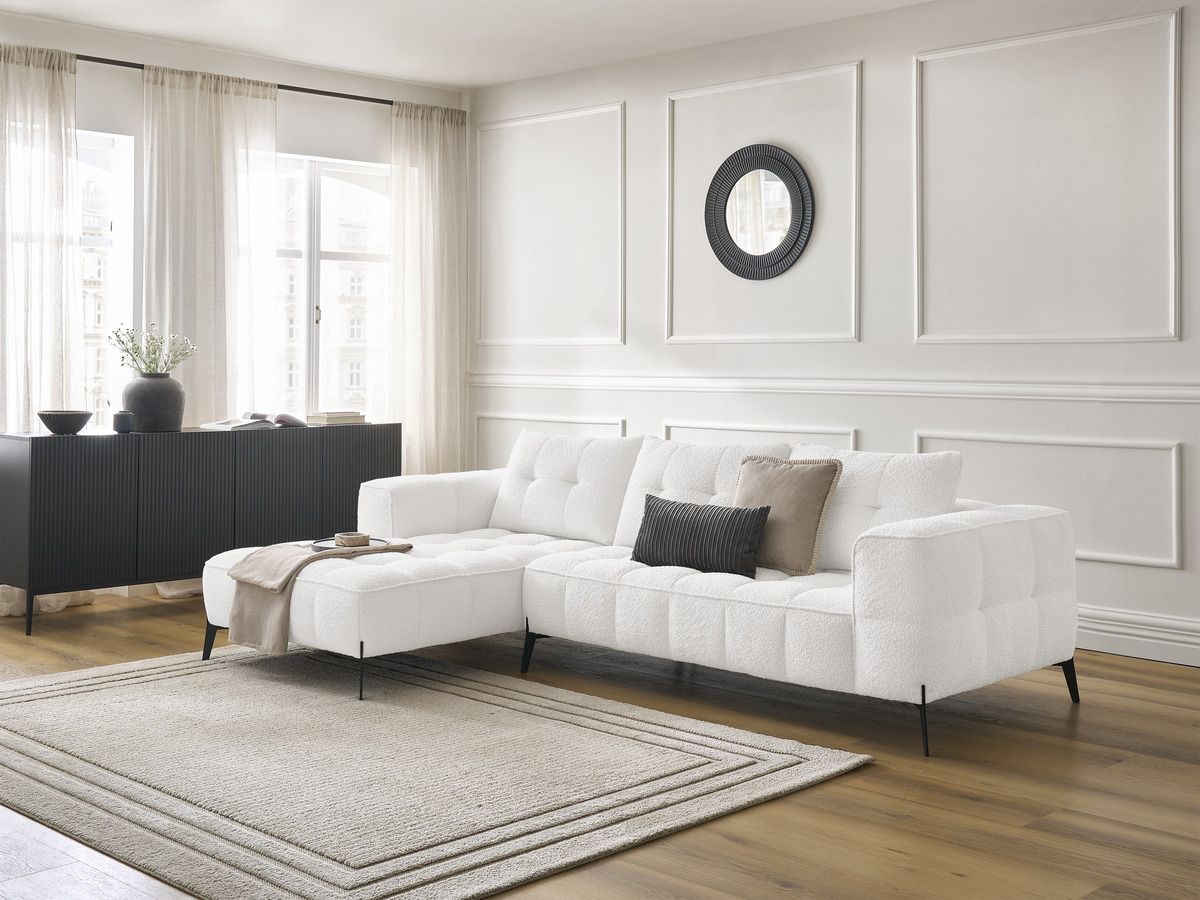 Hjørnesofa ANIS i bouclé-stoff