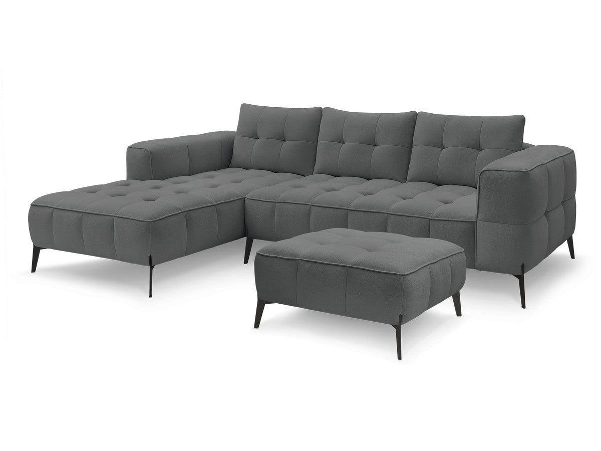 Hjørnesofa ANIS i teksturert stoff med puff