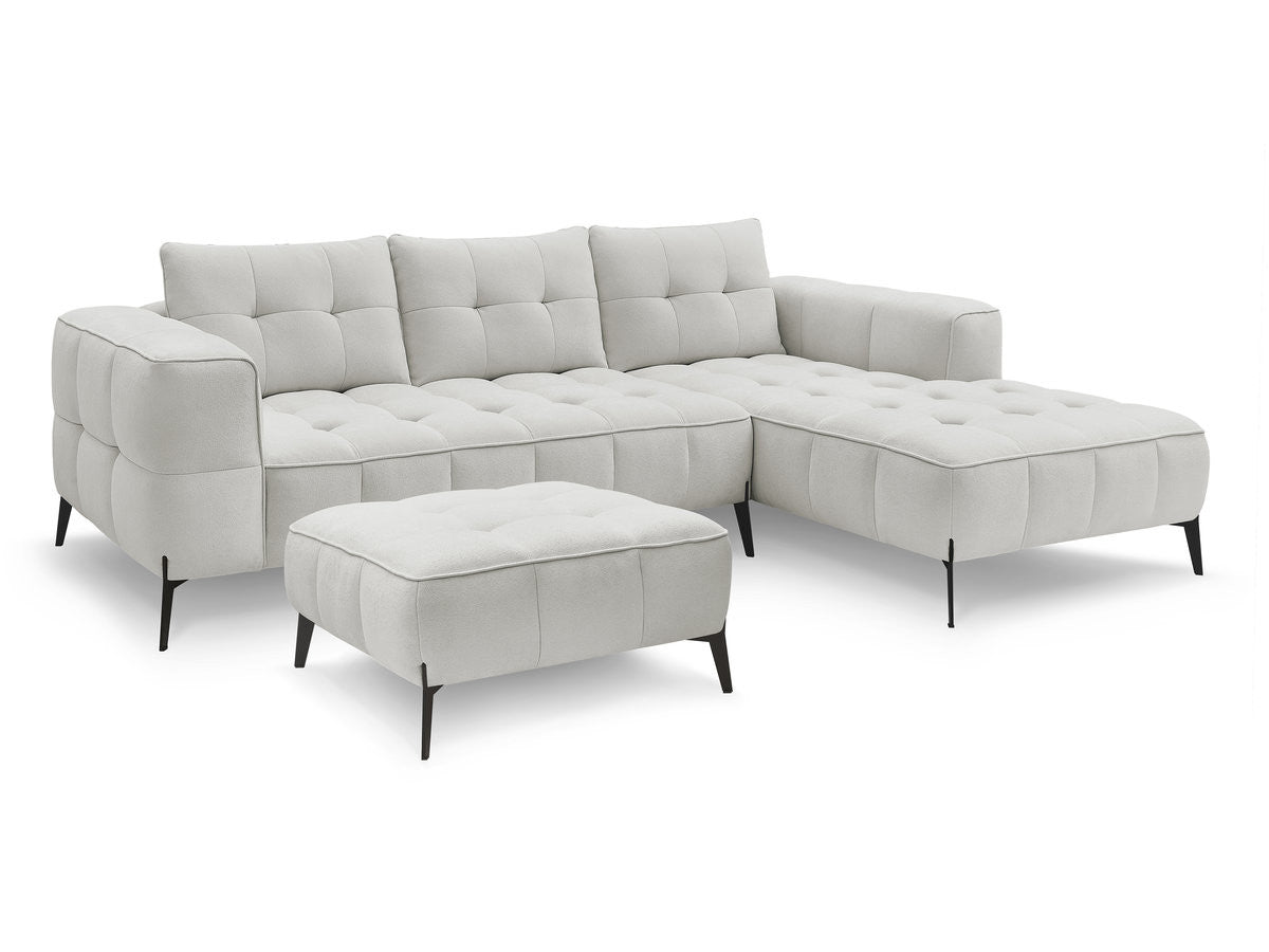 Hjørnesofa ANIS i teksturert stoff med puff