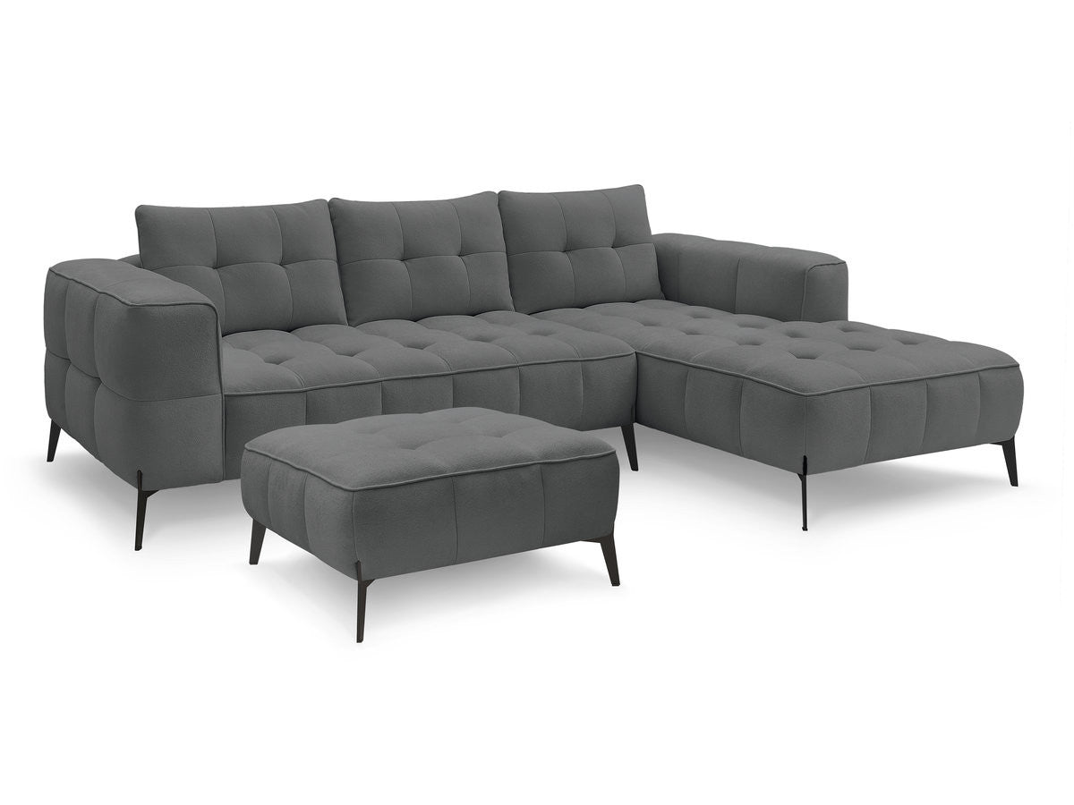 Hjørnesofa ANIS i teksturert stoff med puff