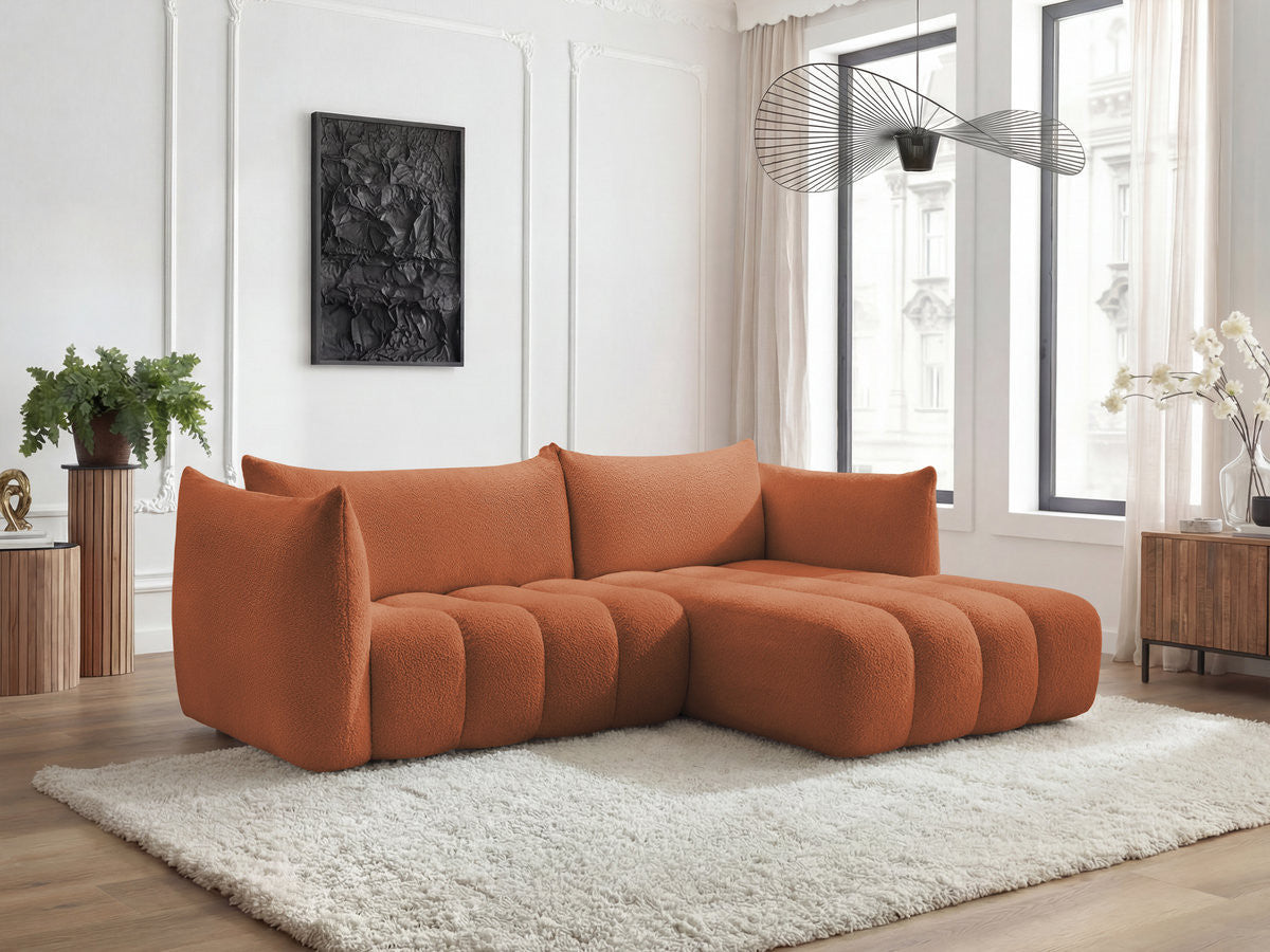 Hjørnesofa AZRA i bouclé-stoff