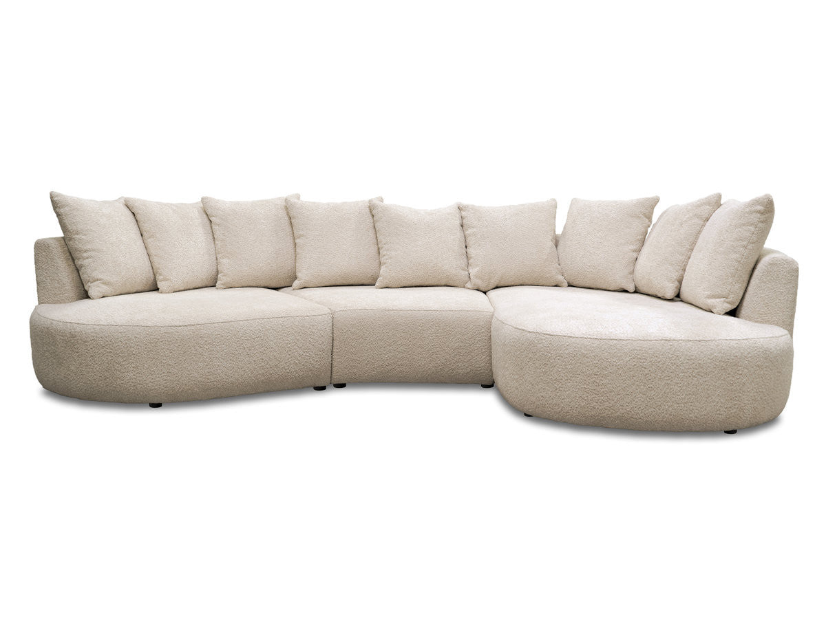 Hjørnesofa CALYPSO i bouclé-stoff
