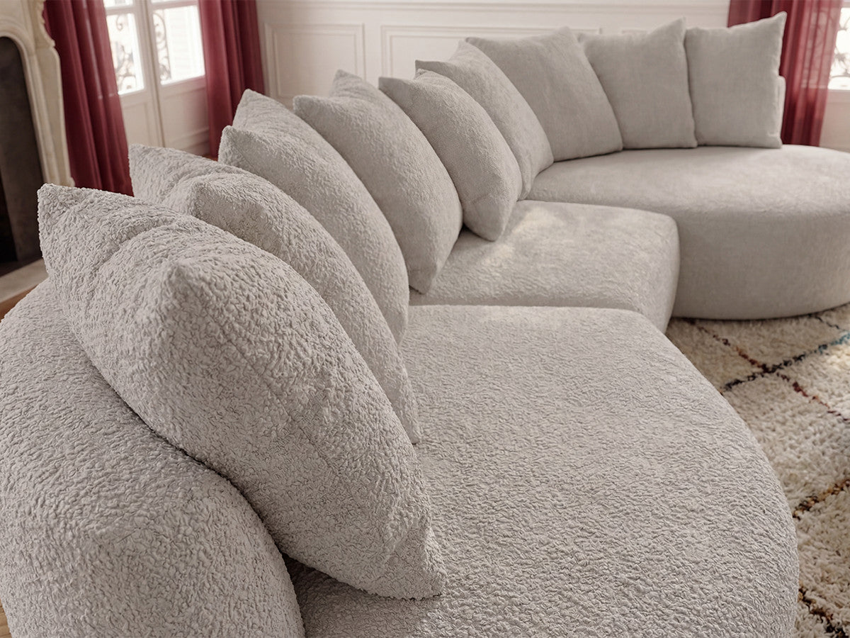Hjørnesofa CALYPSO i bouclé-stoff