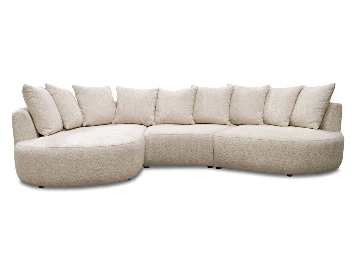 Hjørnesofa CALYPSO i bouclé-stoff