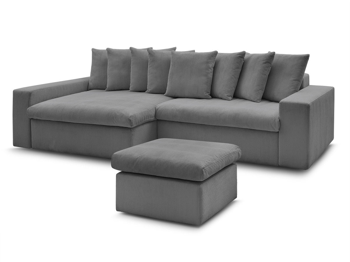Hjørnesofa ENORE i kordfløyel med puff