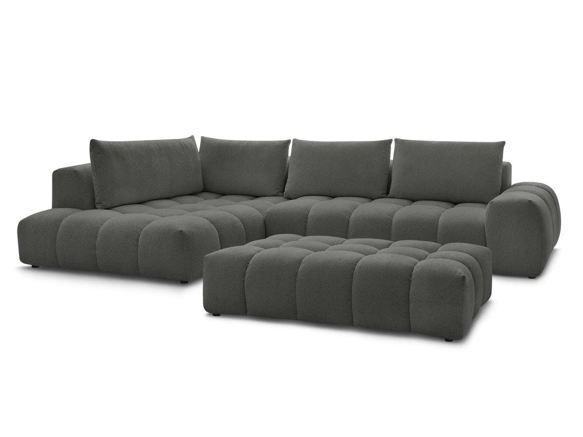 Hjørnesofa EVEREST i melert stoff med puff