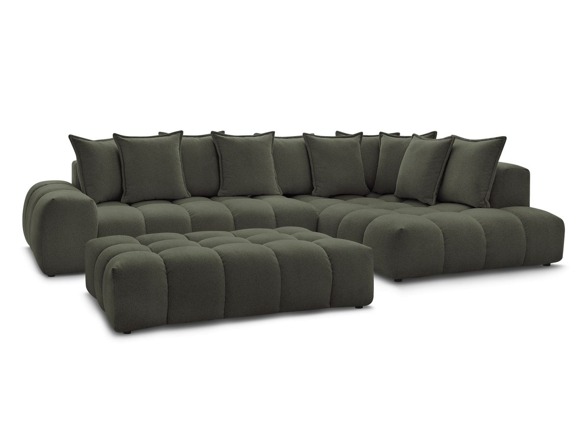 Hjørnesofa EVEREST i melert stoff med puff