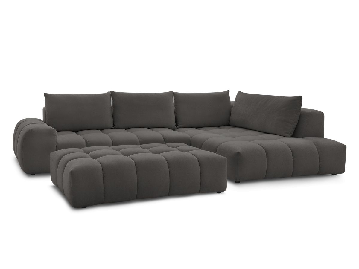 Hjørnesofa EVEREST i teksturert stoff med puff