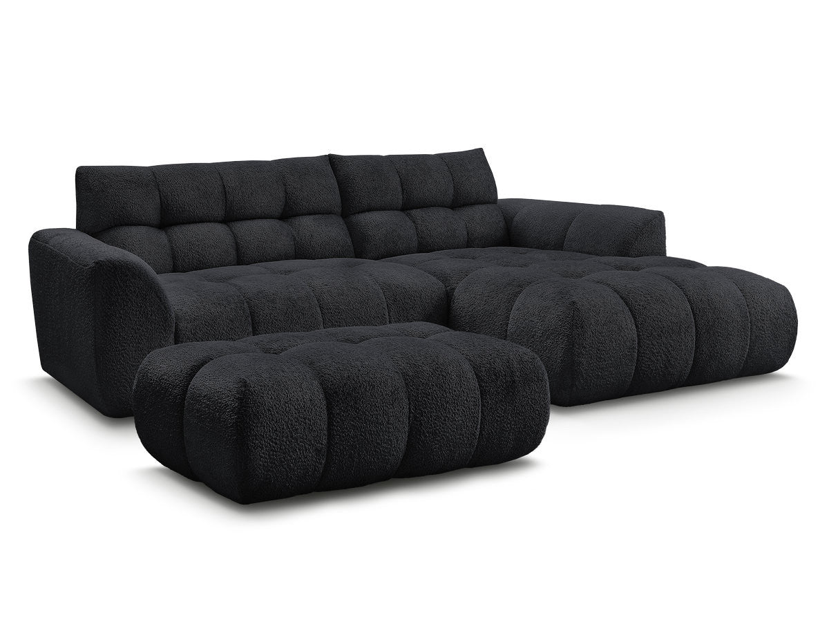 Hjørnesofa JAYA i chenille med puff