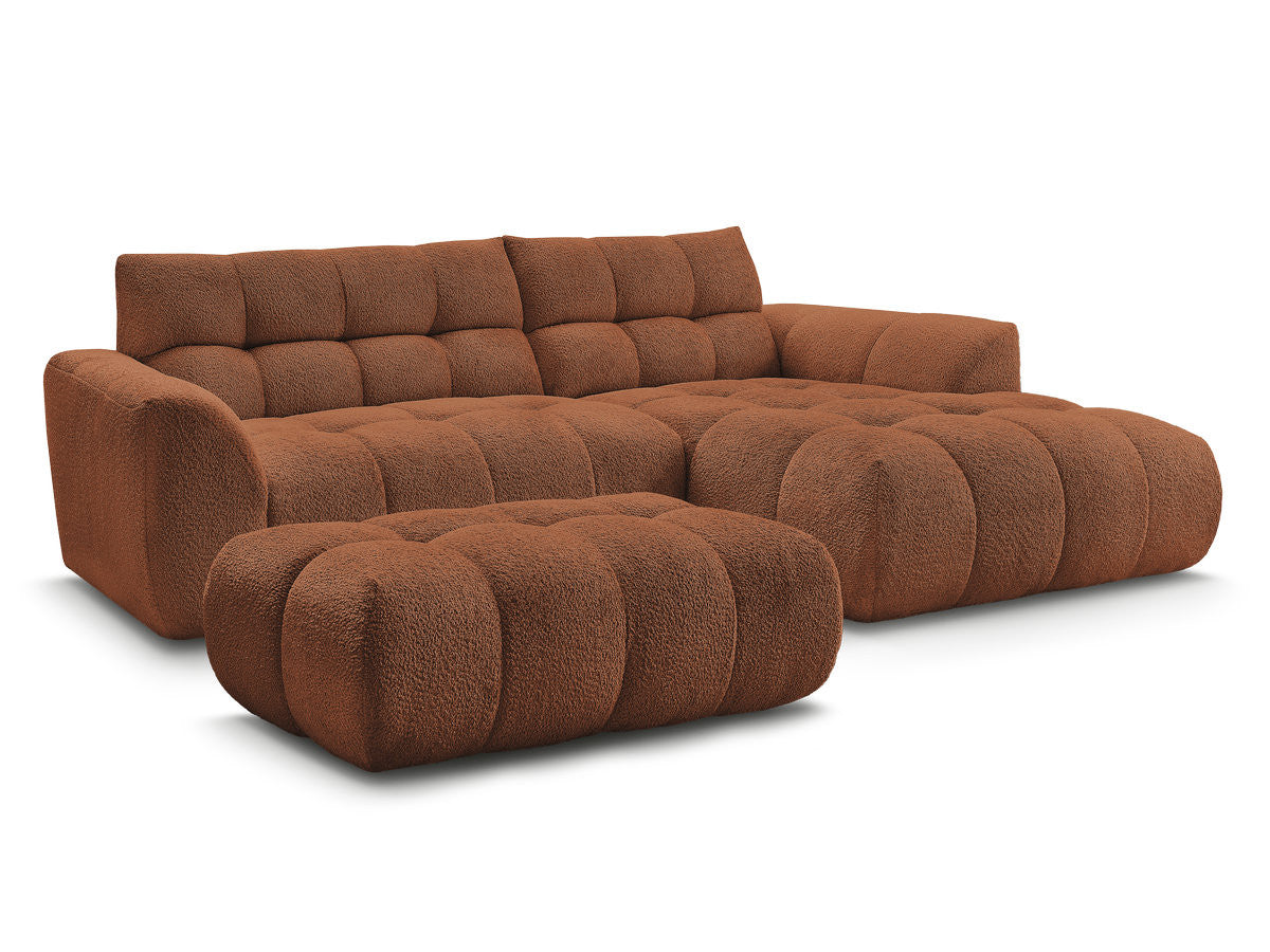 Hjørnesofa JAYA i chenille med puff