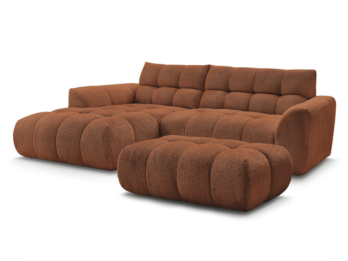 Hjørnesofa JAYA i chenille med puff