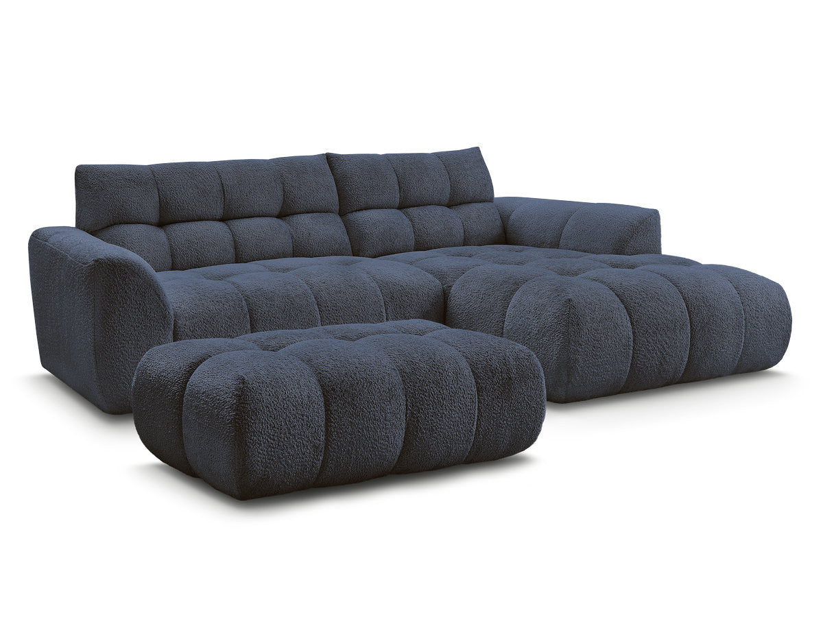 Hjørnesofa JAYA i chenille med puff