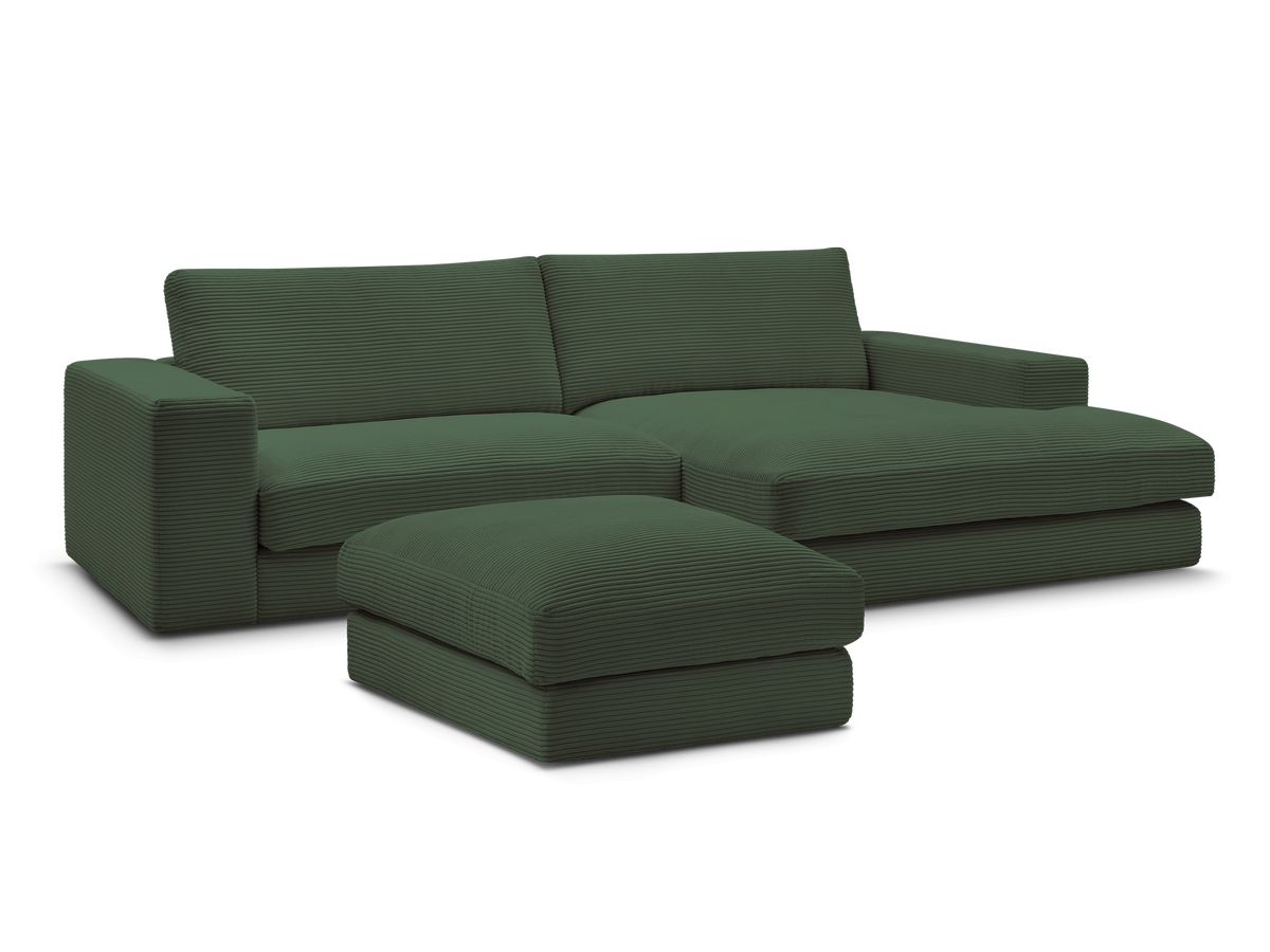 Hjørnesofa LEONARD i kordfløyel med puff