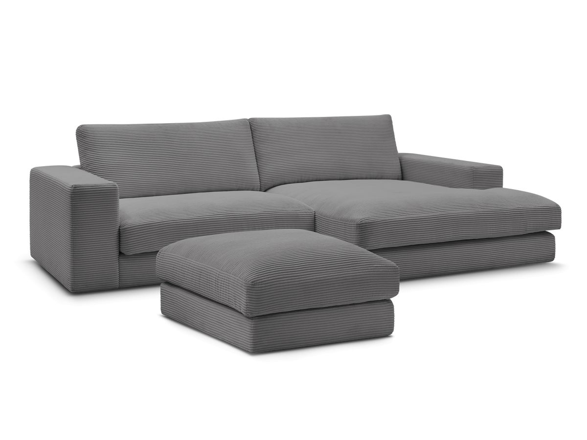 Hjørnesofa LEONARD i kordfløyel med puff