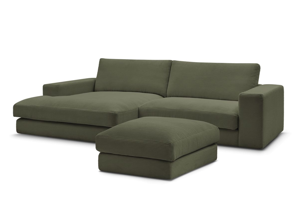Hjørnesofa LEONARD i kordfløyel med puff
