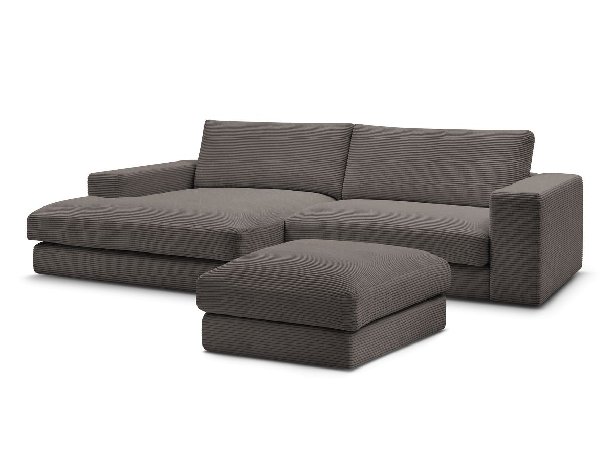 Hjørnesofa LEONARD i kordfløyel med puff