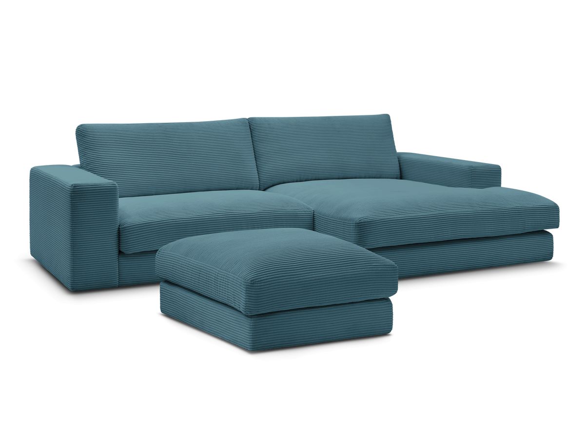 Hjørnesofa LEONARD i kordfløyel med puff