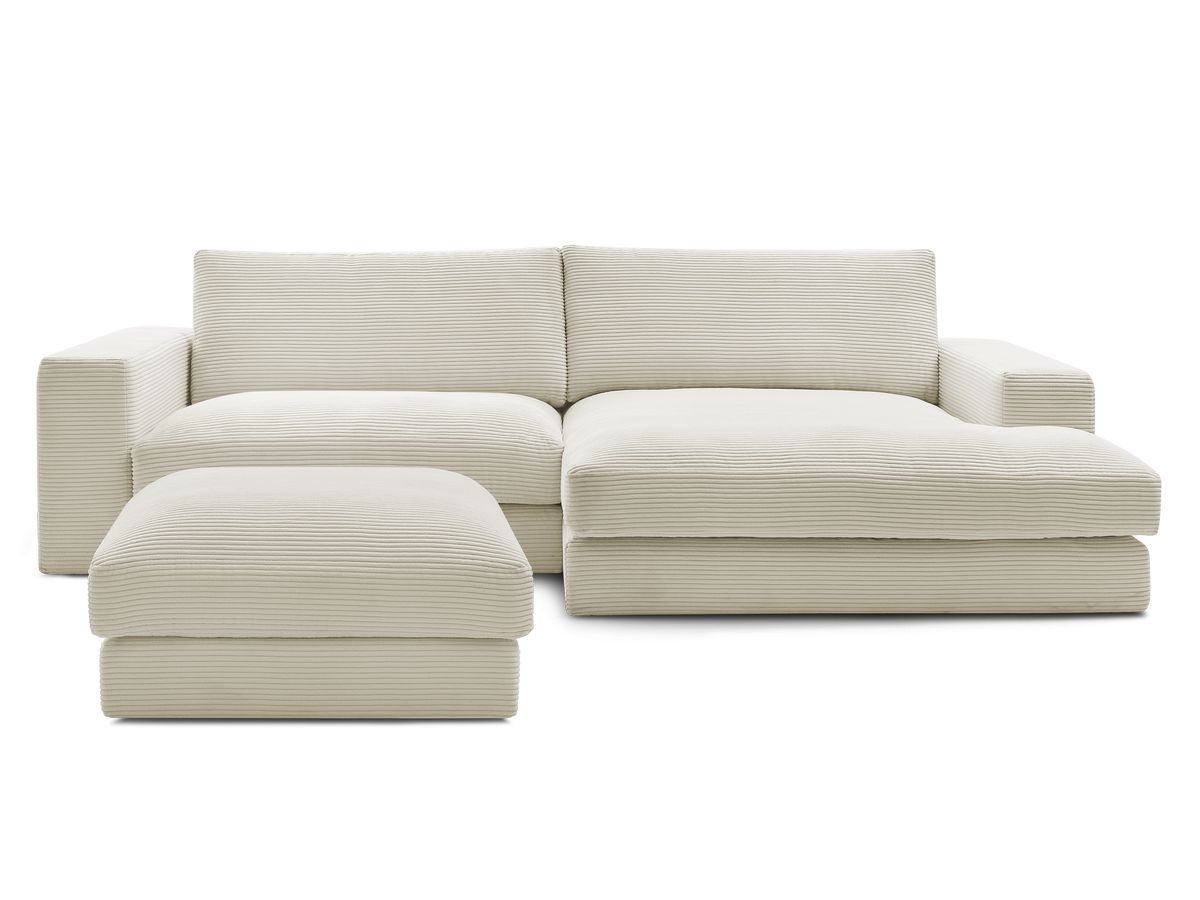 Hjørnesofa LEONARD i kordfløyel med puff