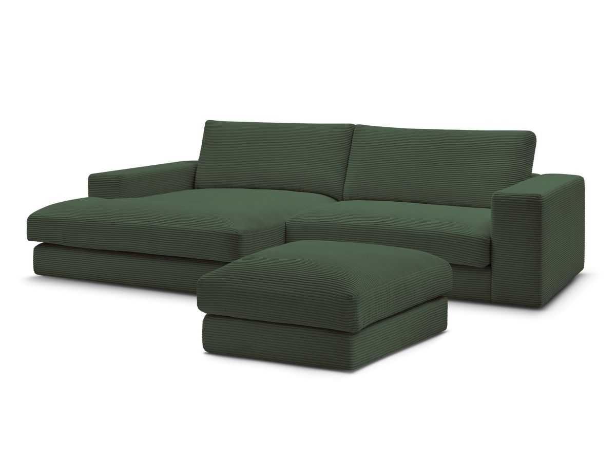 Hjørnesofa LEONARD i kordfløyel med puff