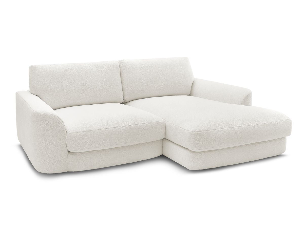 Hjørnesofa LEONORE i bouclé-stoff