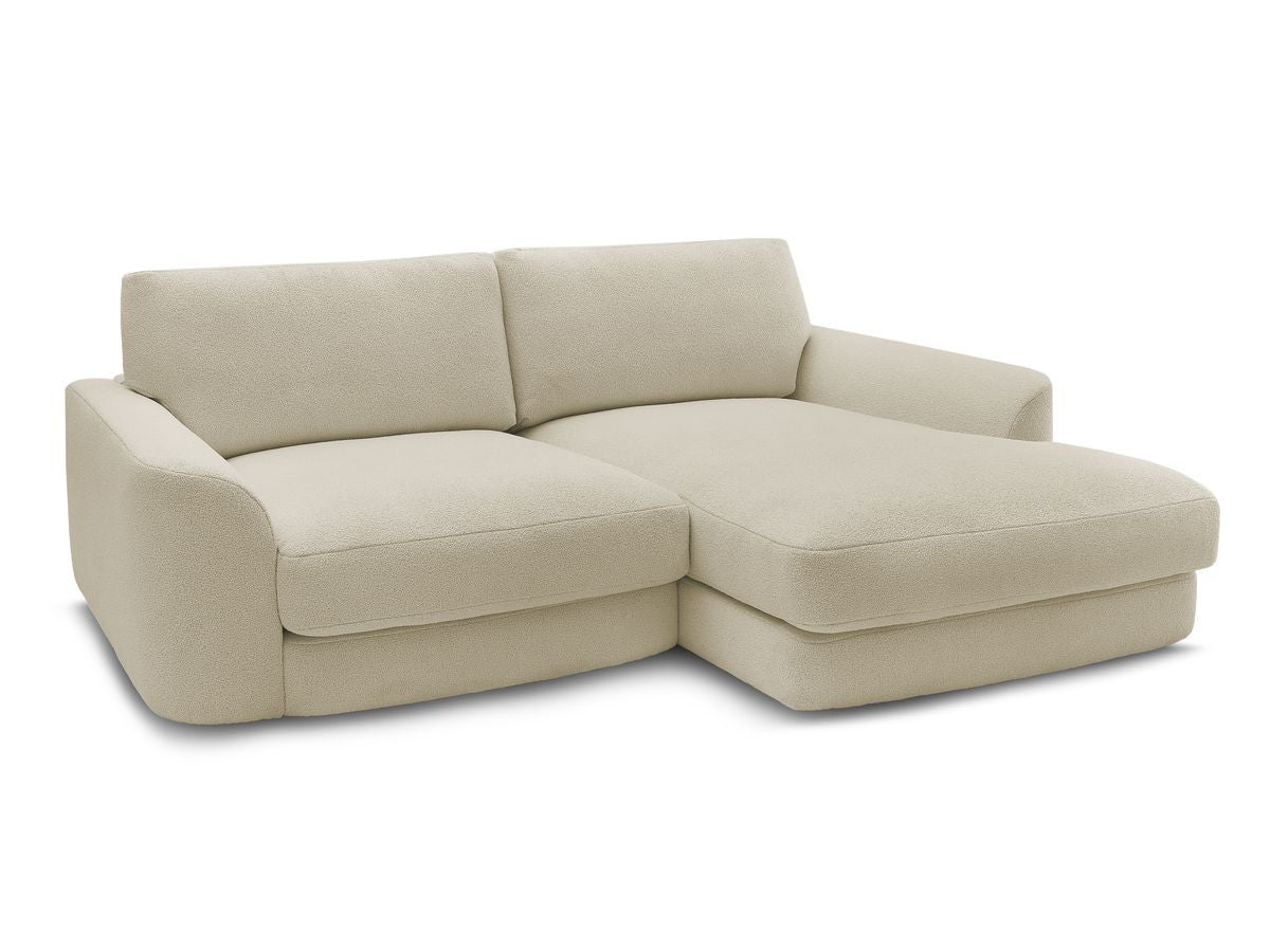 Hjørnesofa LEONORE i bouclé-stoff