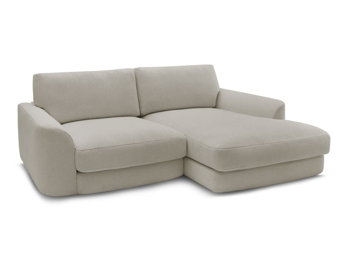 Hjørnesofa LEONORE i bouclé-stoff