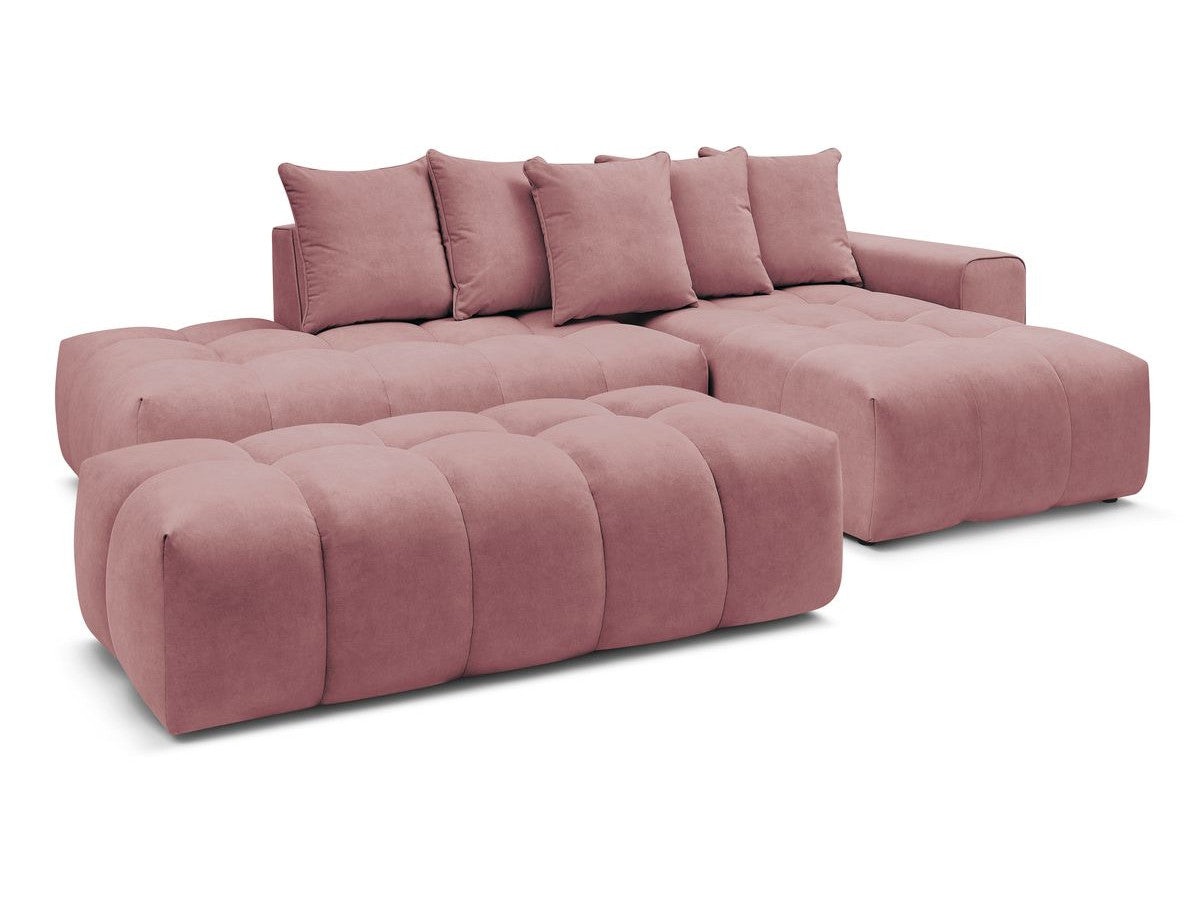 Hjørnesofa MONT-BLANC fløyel med puff