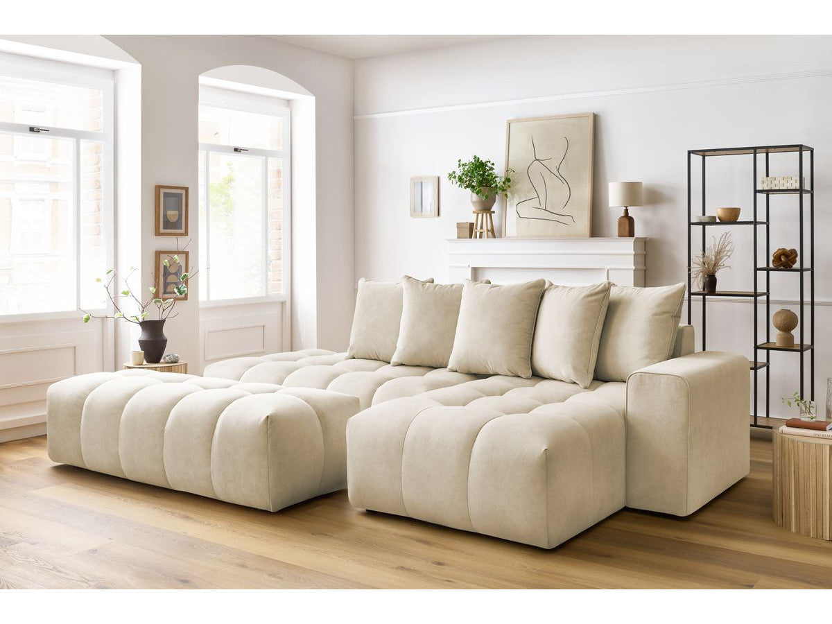 Hjørnesofa MONT-BLANC fløyel med puff