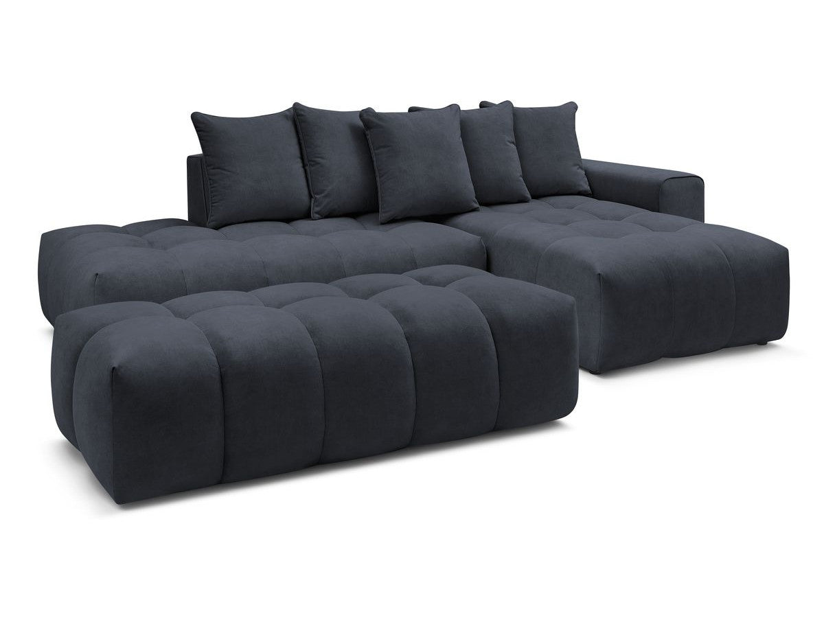 Hjørnesofa MONT-BLANC fløyel med puff