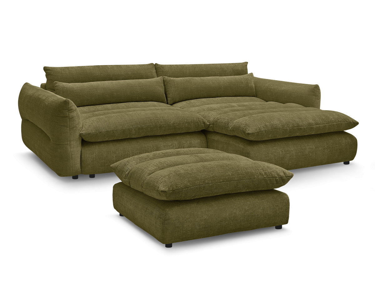Hjørnesofa NEIL i teksturert stoff med puff