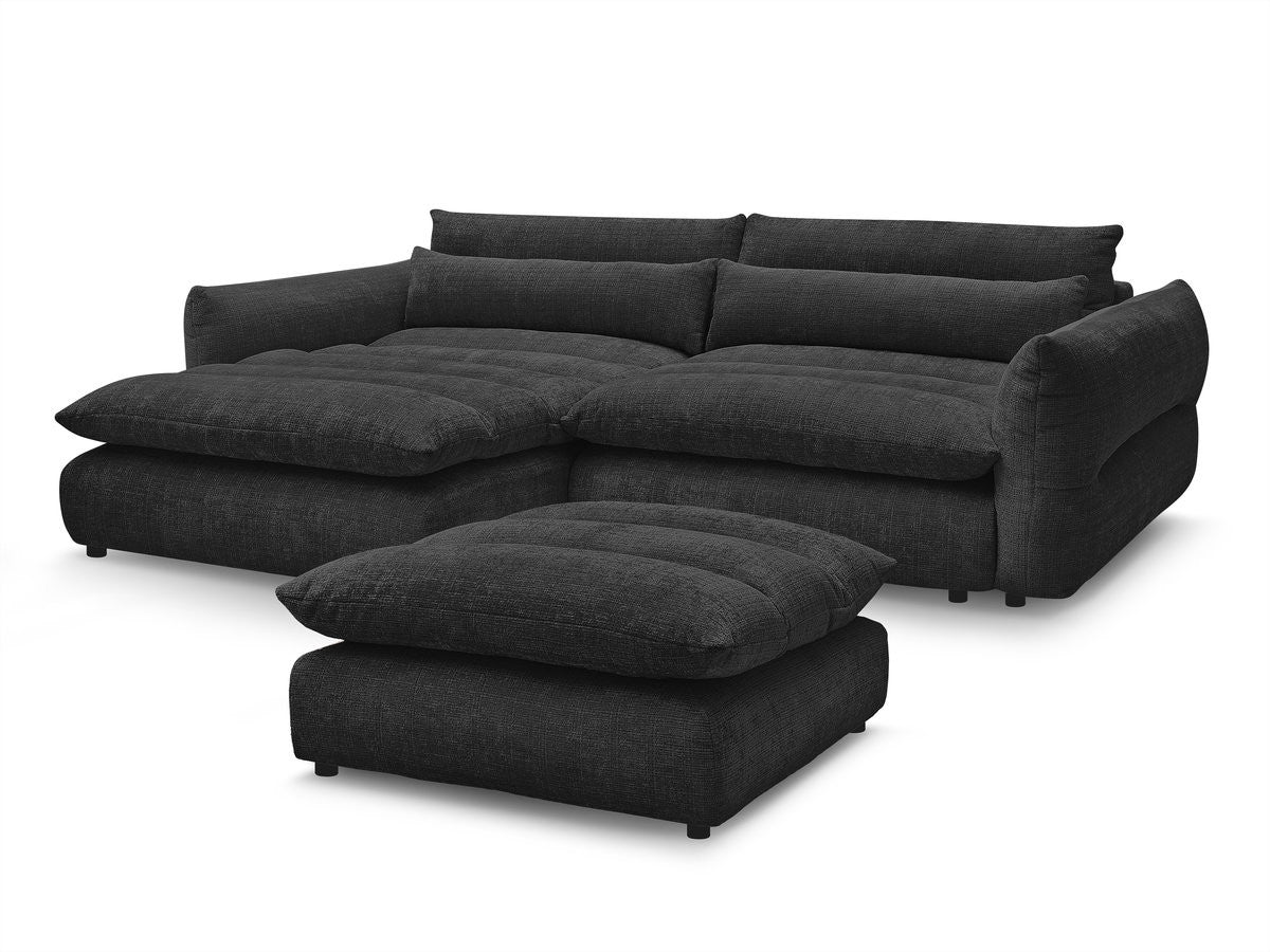 Hjørnesofa NEIL i teksturert stoff med puff