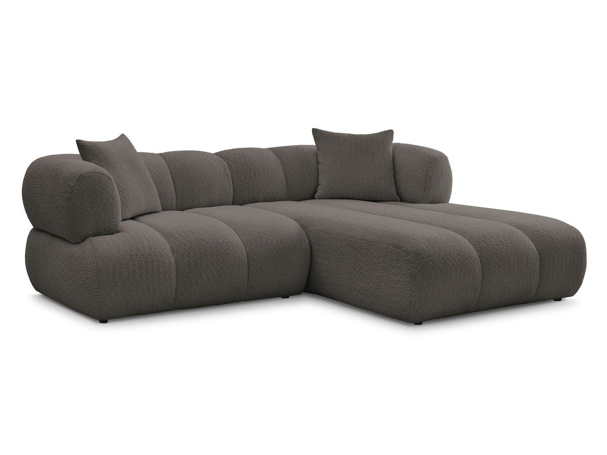 Hjørnesofa PAMIRA i bouclé-stoff