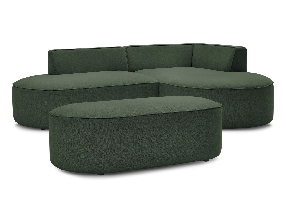 Hjørnesofa ROUSSEAU i melert stoff med puff